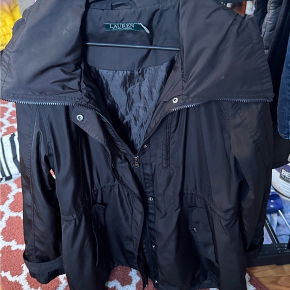 Lauren Ralph Lauren Jackets & Blazers - Lauren Ralph Lauren Black Hooded‎ Anorak Jacket Drawstring Waist Size L